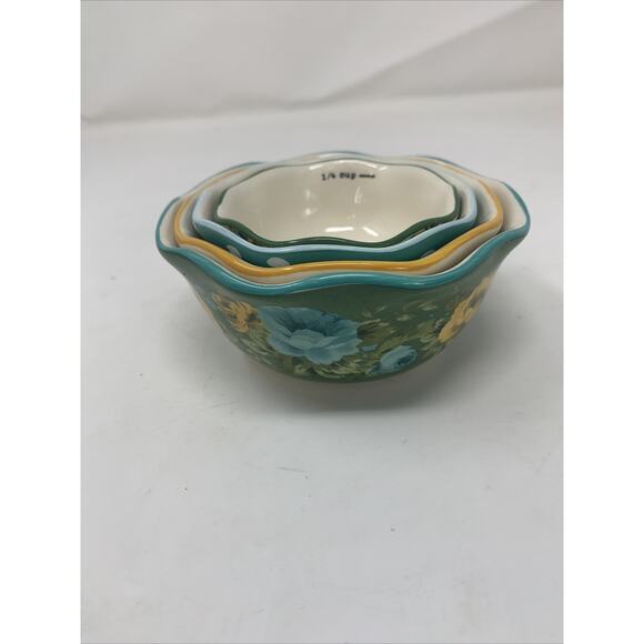 Vintage The Pioneer Woman Speckle Frontier Rose Shadow Measuring Bowls Set of 4 - Picture 8 of 8